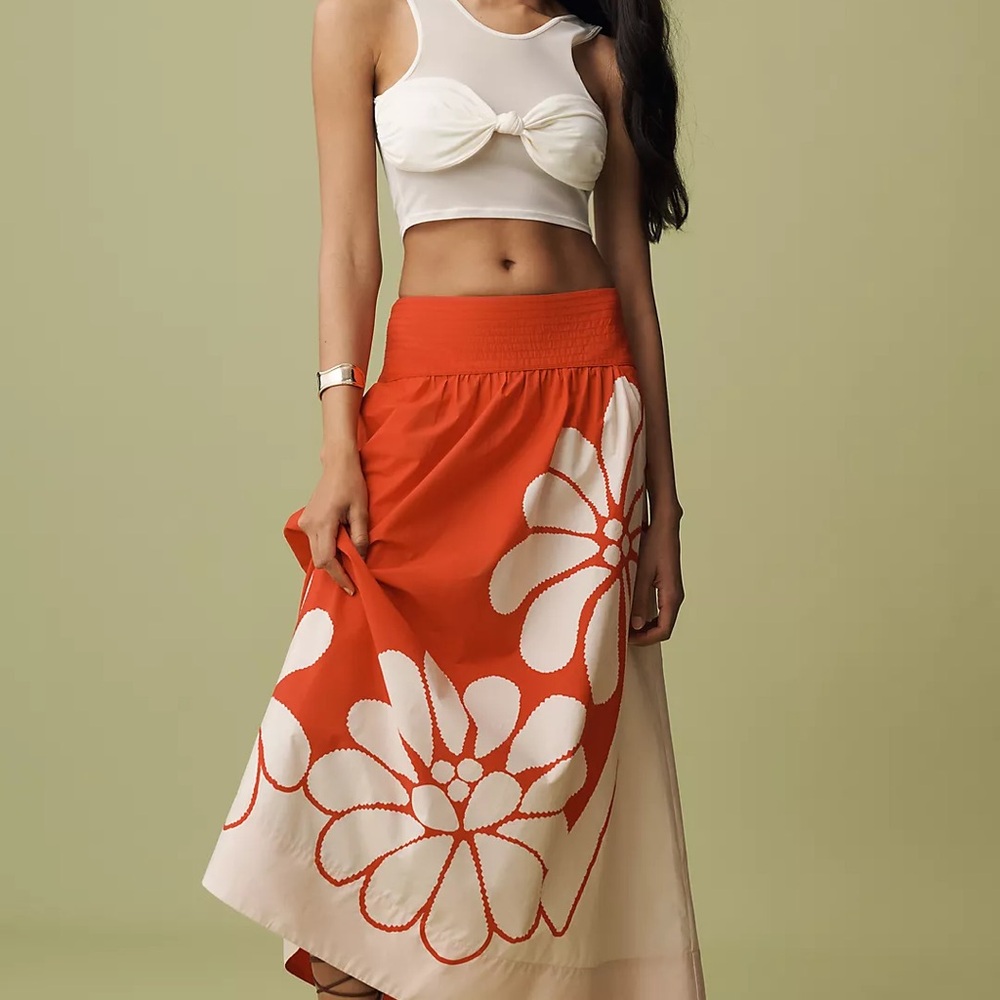 Farm Rio x Anthropologie Printed Poplin Midi Skirt